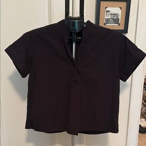 Banana Republic Black Crop Blouse with Mandarin Collar